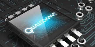 3d illustration of a glowing blue Qualcomm logo sitting on top of a glossy microchip